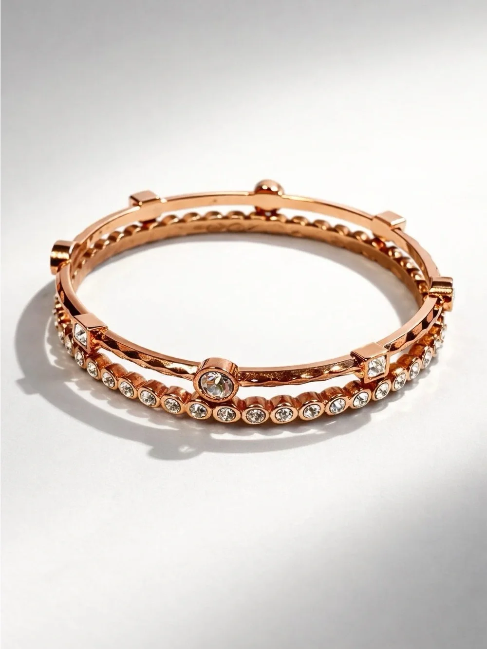 Rose Gold Crystal Stackable Bracelets - Women Jewelry